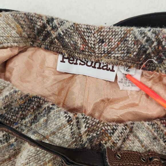 Vintage Skirt 80s Plaid Wool Tweed A-Line Preppy Dark Academia Retro Classic 12 - Picture 6 of 11